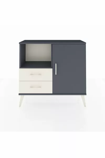 Arges Dresser with 2 Shelves, 2 Drawers, and 1 Door Anthracite-Anthracite/Chalkstone