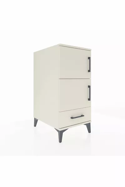 Kronos Nightstand with 4 Shelves, 1 Drawer, 1 Door Moonstone-Moonstone