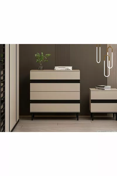 Star Şifonyer 4C Soft - Kumtası Siyah
