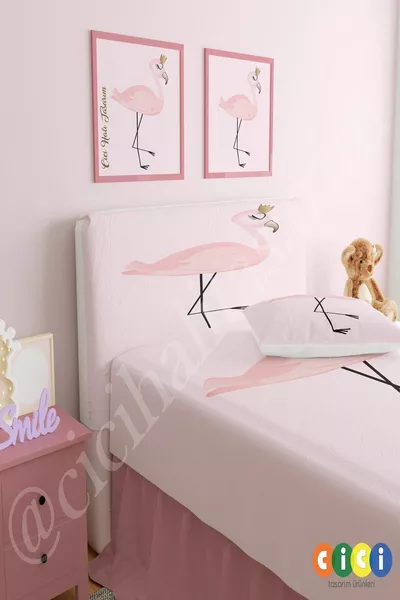 Bettkopfteilbezug mit Flamingo und Krone