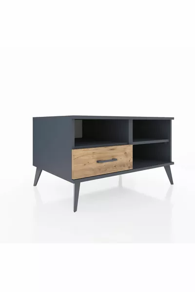 Commode Kronos 2 étagères 1 tiroir Anthracite-Anthracite/Sapin