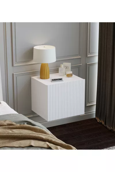 Commode murale en MDF avec porte blanche élégante, moderne et polyvalente