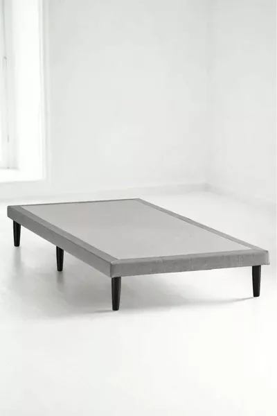 Niron Slim Bed Frame - Single Bed Base - Metal Frame, High Legs, and Linen Fabric Bed