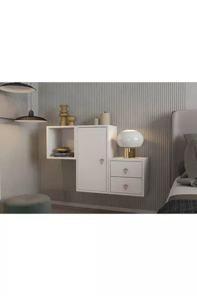 Ensemble de chambre modulaire avec armoire à tiroirs et étagère avec portes