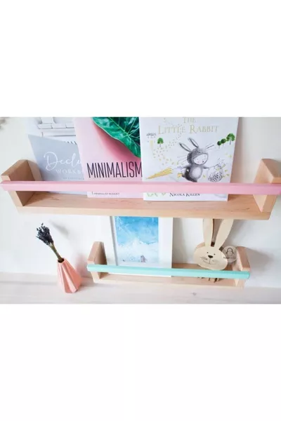 Wooden 2-Piece Montessori Bookshelf Indoor and Kids' Room Wall Shelf
