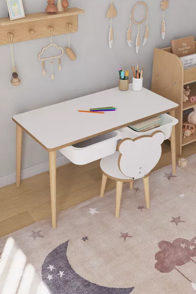 Table d'activités pour enfants avec 1 chaise et tiroir - Panda