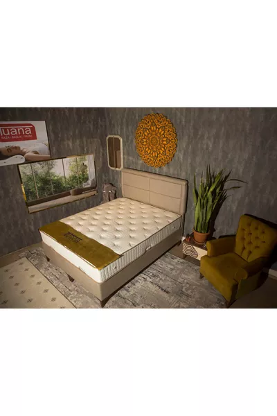 BEIGE LEDIKANT MET ONDERBED