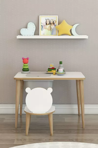 Bureau pour enfant pour le jeu et les activités, table d'été et d'hiver individuelle avec chaise