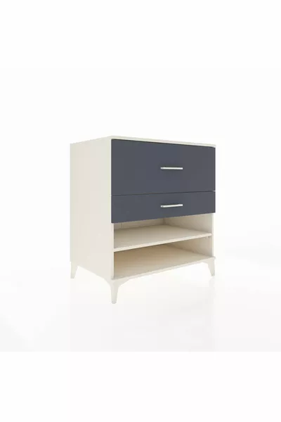 Commode Kronos à une étagère et 2 tiroirs, Pierre de lune-Anthracite