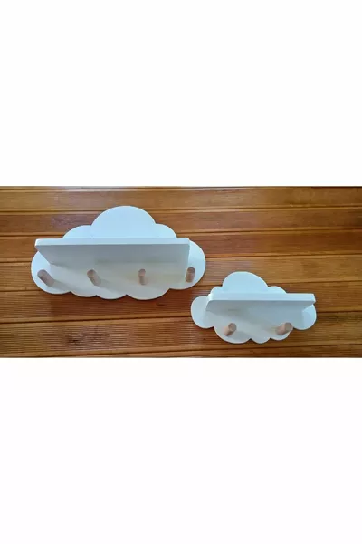 Lot de 2 Porte-manteaux Nuage Blanc Accessoires de Chambre d'Enfant Décoration Meuble