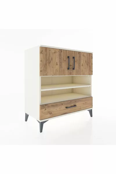Hyperion Dresser 4 Shelves Single Drawer 2 Doors Moonstone-Pine