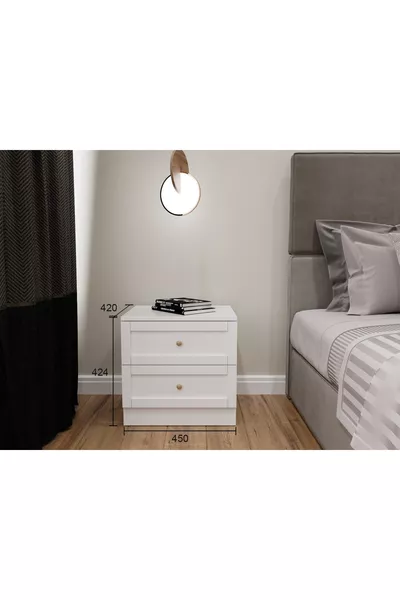 Spring Series Nightstand 2-Drawer White Bedroom Nightstand
