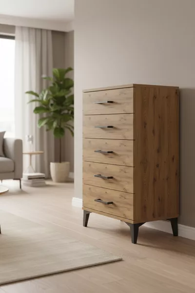 Silva Nachtkommode mit 5 Schubladen aus Kiefer - cm | Schlafzimmer Organizer