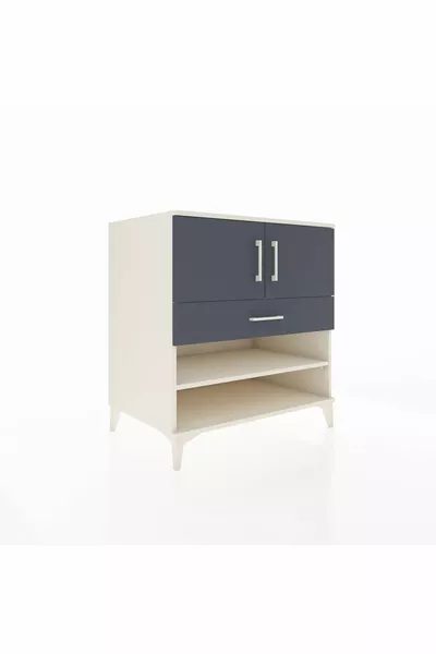 Kronos Dressoir met 3 Planken, 1 Lade en 2 Deuren, Agaatgrijs-Antraciet