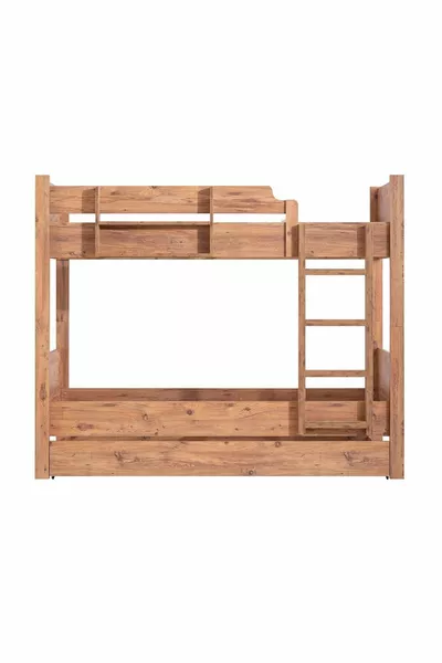 Lits superposés, lits superposés avec rampes détachables pour enfants en Asie, armoire à deux portes, noyer