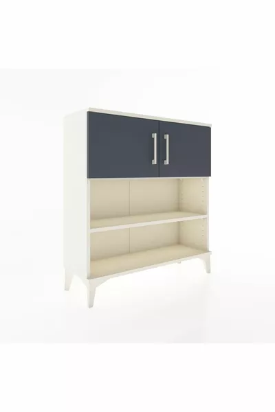 Commode Arges 3 étagères 2 portes Pierre de lune-Anthracite