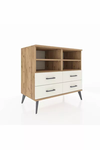 Hyperion Dressoir 4 Planken 4 Lades Den-Hout/Marmersteen