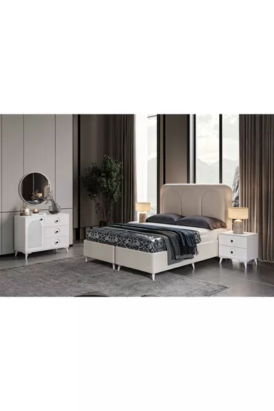 - Montaggio gratuito - Set completo di camera da letto Oslo in MDF bianco con 6 ante