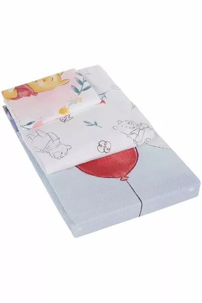Crown Disney Winnie The Pooh Sentimental Licensed Character Printed 100% Cotton Baby Blanket Set, Very Re