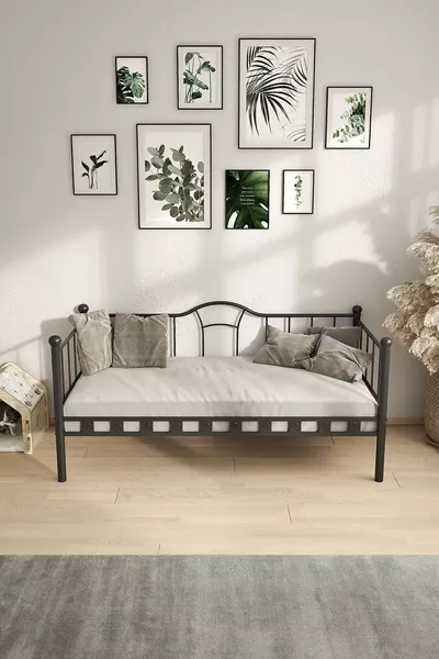 Kamelya Metal Bed Black Cedar