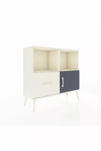 Arges Dresser with 2 Shelves, 1 Drawer, and 1 Door, Moonstone-Anthracite/Moonstone