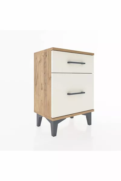 Comodino Arges 2 Cassetti Pino-Pietra di Luna