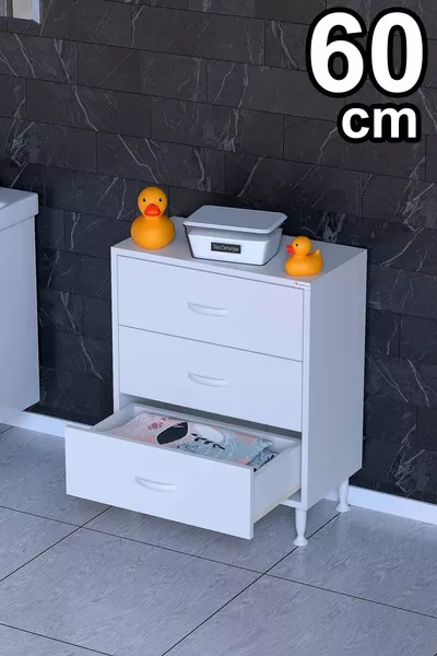 SÖKE, 3 Çekmeceli, Ayaklı, Çok Amaçlı Banyo Dolabı ( farklı Genişlik Seçeneği)