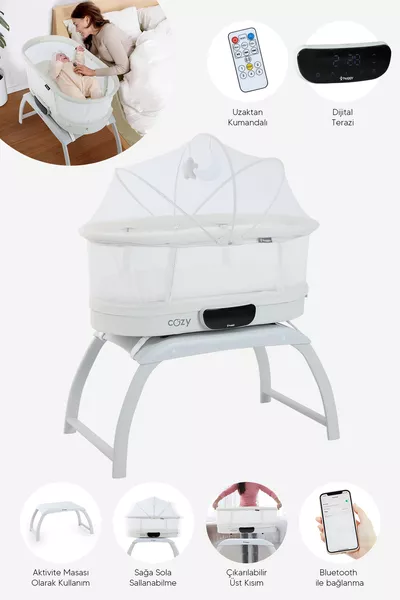 4-in-1 Gemütliche Bluetooth-Musik-Fernbedienung Automatisch Schwingendes Kinderbett – Tragbar