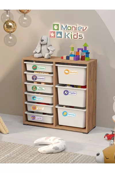 Beyza 9-Basket Multi-Purpose Cabinet with Stickers Toy Cabinet