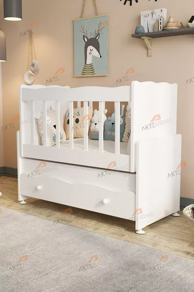 Mother-Side Cradle with Drawer – White, Comfortable and Safe Model
