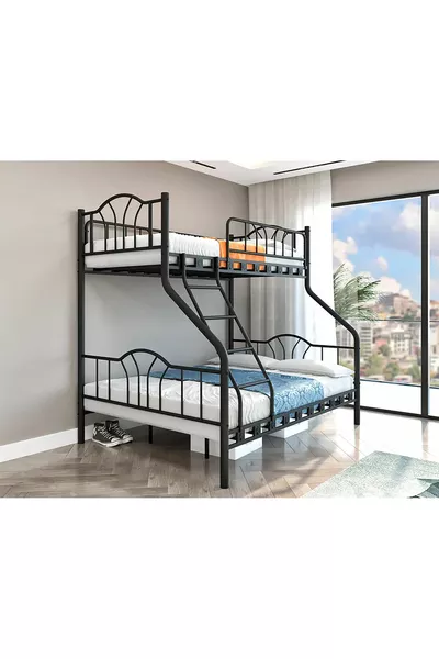 DZGN HOME VOLGA LETTO A CASTELLO IN METALLO PER 3 PERSONE PER GENITORI E FIGLIO - &