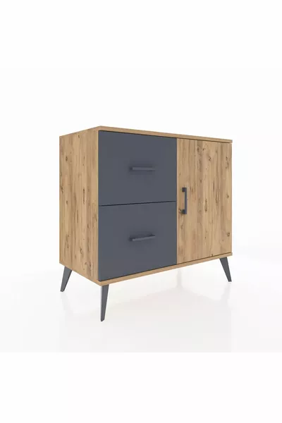 Hyperion Kommode Enkel Rek 2 Lade Enkel Deur Ceder-Ceder/Antraciet