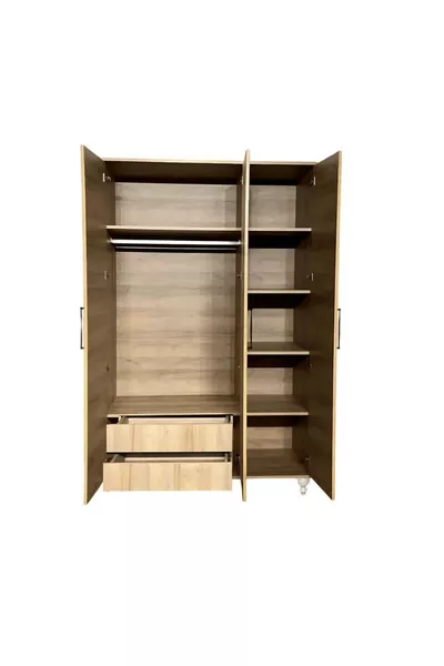 Pera High-Quality 3-Door MDF Cabinet | Rehau Coated Doors | Beech Wood Legs