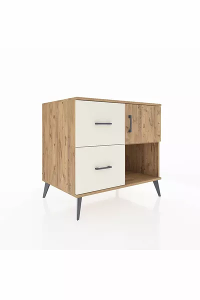 Kronos Dresser Single Shelf 2-Drawer Single Door Pine-Pine/Moonstone