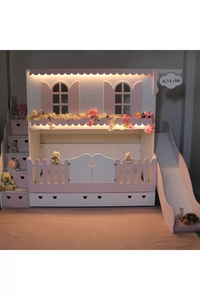 Alaçatı bunk bed with slides and a small bed