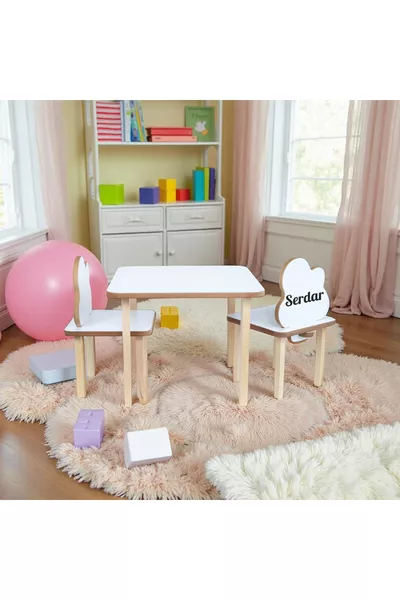 Wooden Erasable Surface Kids Table and Chair Set 2 Chairs 1 Table Children's Play Table Furniture