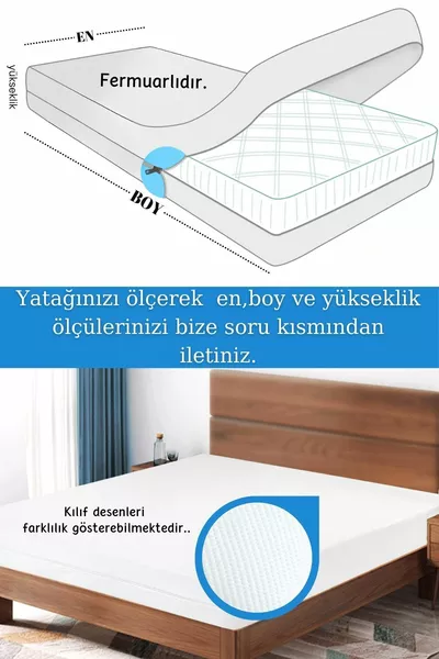 Housse de matelas étanche à fermeture éclair (VEUILLEZ INDIQUER LA HAUTEUR DU MATELAS)
