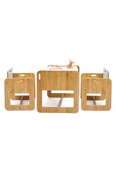 2-4 Jaar Duif Houten Montessori Activiteit Speeltafel en Stoel Set (1 Tafel + 2 Stoelen)