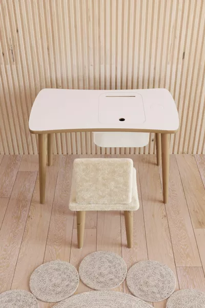 Table Montessori pour enfants, table de jeu, table d'activités, table de travail - 1 pièce avec chaise Welsoft blanche