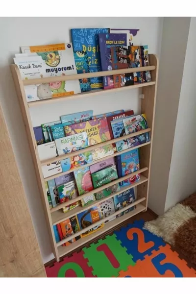 Montessori Bookshelf Large Model with Rounded Slats