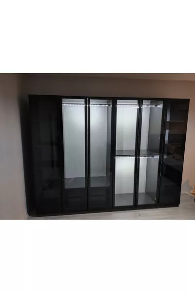 Armoire de dressing Esla modulable à 6 portes vitrées % MDF (LIVRAISON À DOMICILE AVEC MONTAGE INCLUS)