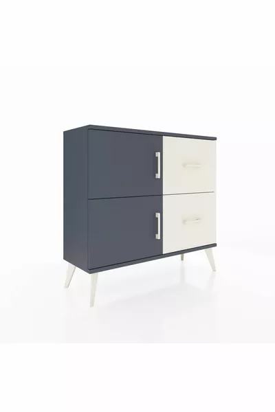 Arges Dressoir Met Eén Plank, 2 Lades, 2 Deuren Antraciet-Antraciet/Marmergrijs