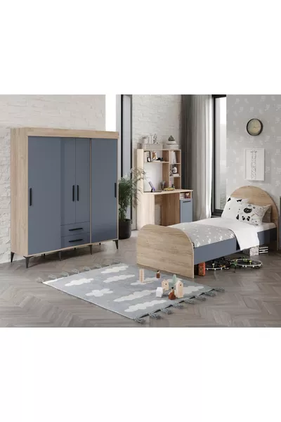 Ensemble de chambre d'enfant Izmir entièrement en MDF Flora et anthracite