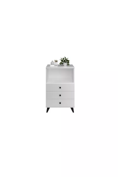 Simple Dresser Single Shelf 3 Drawers WHITE