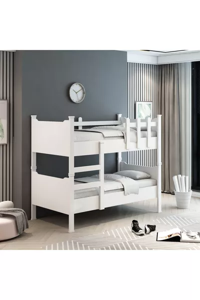 Ayrılabilen Tamamı Mdf 2 Katlı Ranza  Beyaz