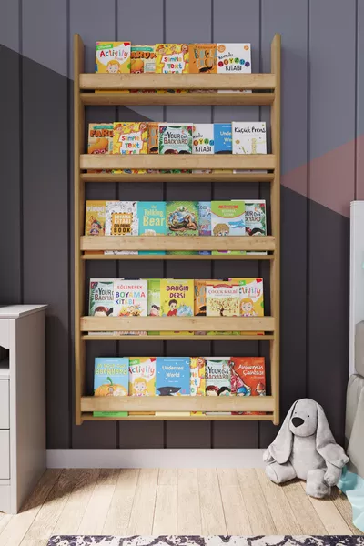 Bibliothèque pour enfants Montessori à 5 étagères en MDF * cm Chêne Saphir