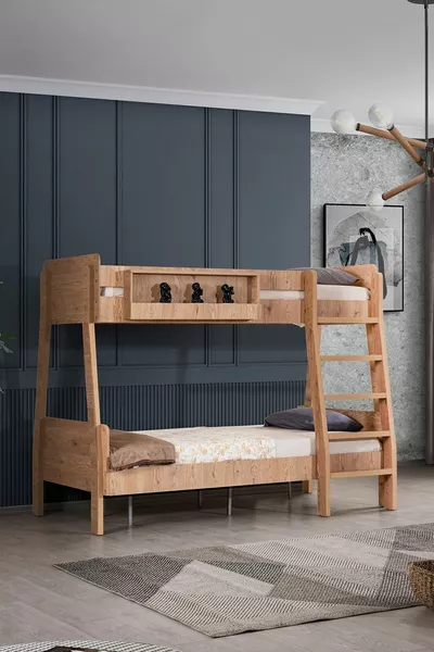 Bunk Bed, Trend Wide Double Bunk Bed - Walnut