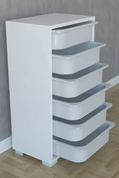 Armoire polyvalente à 6 paniers pour légumes - Meuble de cuisine blanc