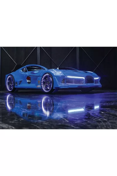 Kaju Moon Aero Full Bed with Wheels Blue Children's Bed with Remote-Controlled Light and Sound System