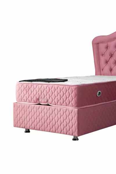 Camelli New Bed Base Headboard Deluxe Orthopedic Mattress Set, Pink